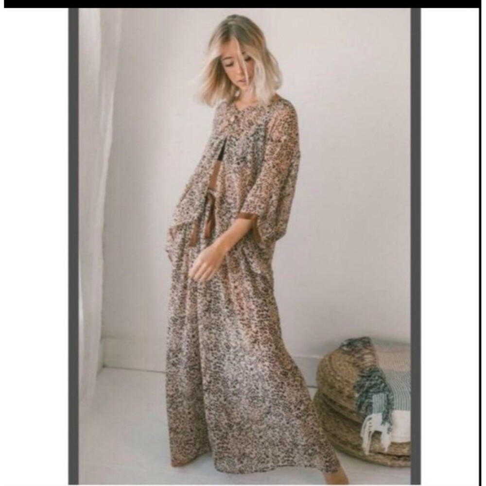 Free People Intimately Sheer Animal Print Top NWOT